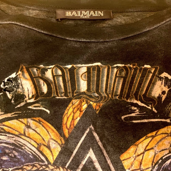 BALMAIN Embellished distressed tiger printed cotton-jersey top seen on Shakira - Picture 5 of 5